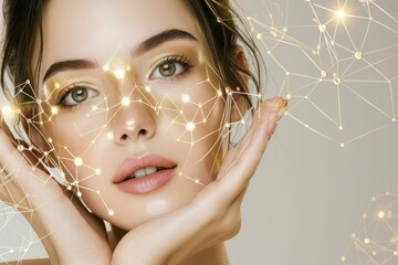 Beautiful Woman with Gold Hydrating Serum on her Face