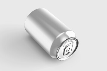 blank empty resting glossy aluminum metal soda drink beverage can regular size 330 ml 11.2 oz product mockup design template in perspective view isolated 3d render illustration