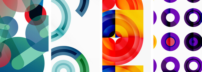 Obraz premium Round geometric elements and circles in background design for wallpaper, business card, cover, poster, banner, brochure, header, website
