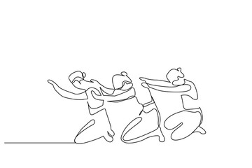 women sport harmony contact lifestyle one line art design vector