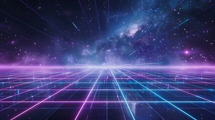 Purple Neon Night Sky: A Glowing Galaxy of Light Generative AI