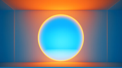 Digital gradient blue orange white glass geometric horizontal version poster web page PPT background with generative
