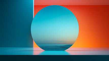 Digital gradient blue orange white glass geometric horizontal version poster web page PPT background with generative