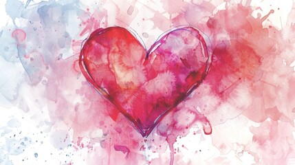 A romantic Valentines Day card with a dreamy watercolor heart design and a heartfelt message to express love and appreciation. - obrazy, fototapety, plakaty