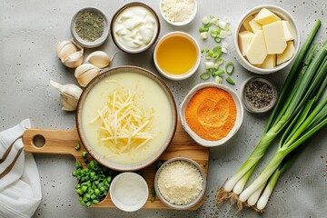 A table is covered with an assortment of bowls filled with different types of food, creating a colorful and appetizing display