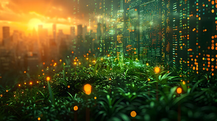 Dynamic Representation of Sustainable Carbon Credit Markets and Financial Initiatives description:This visually striking image presents a dynamic
