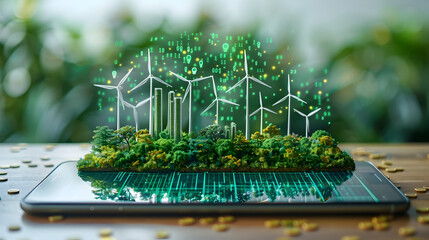 Eco-Friendly Finance App Showcasing Sustainable Energy and Investment Solutions