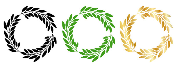 laurel wreath made of plant or branch leaves - obrazy, fototapety, plakaty
