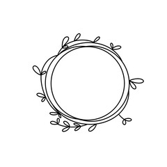 A white circle with a leafy border