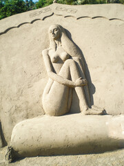 Antalya, Turkey, August 08, 2007 : Sand exhibit of sand figure festival based on the Arabian tales...