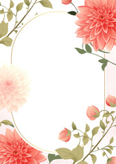 Pink and white elegant watercolor background with flora and flower