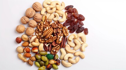 Fototapeta premium dried nuts and mixed dry fruit on white background