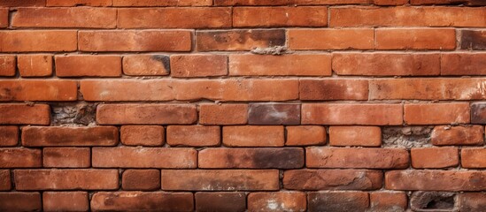 Obraz premium Detailed view showing a section of a brick wall up close, revealing a tiny hole in the structure