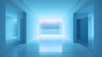 Digital gradient blue white glass geometric horizontal version poster web page PPT background with generative