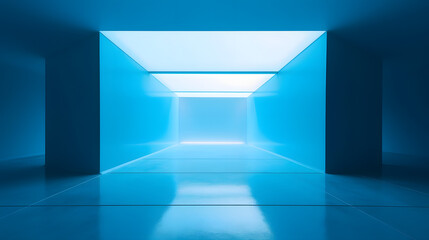 Digital gradient blue white glass geometric horizontal version poster web page PPT background with generative