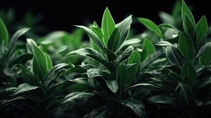 A lush green plant with leaves that are wet