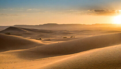 Fototapeta na wymiar Desert at dusk. Sunset over a vast desert area.