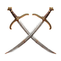 Two crossed pirate swords. Isolated on transparent background.