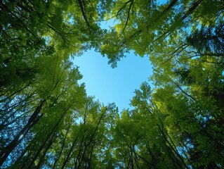 Fototapeta premium A heart shape is formed by the trees in the sky