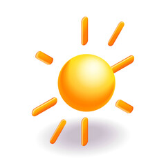 3D Isometric illustration, Cartoon. Yellow sun with rays, sun star. Summer, weather, nature, space concept. Vector icons for website