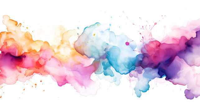 Abstract colorful watercolor background, Colorful smoke watercolor against on transparent background  perfect for vibrant and artistic designs. posters, covers and artistic projects. splash watercolor