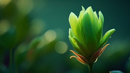 Obraz premium The delicate flower buds and dewdrops on the petals herald the prelude to blooming.