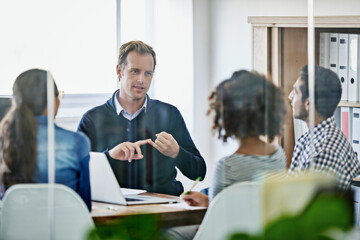 Meeting, communication and collaboration with business people in public relations discussion in...