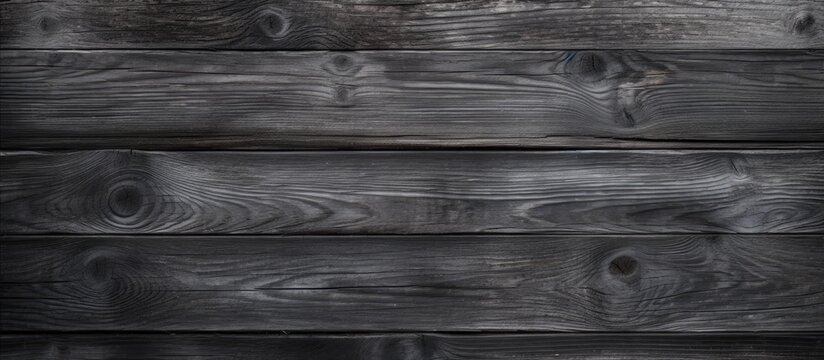 A monochrome photograph capturing a closeup of a black wooden wall with a blurred background. The rectangular pattern and dark grey color create a sense of darkness and mystery