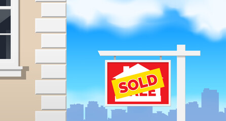 house for sale sold sign  real estate investment concept vector illustration  - 768426240