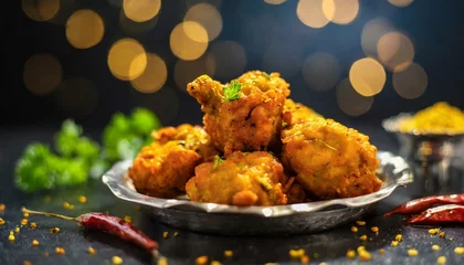 Foto op Aluminium Indian snack - spicy and hot chicken pakora.  © saurav005