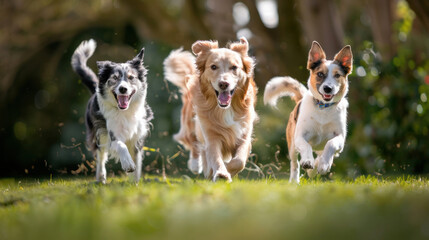 You could name this image A Group of Cute Border Collie Puppies Playing in the Grass