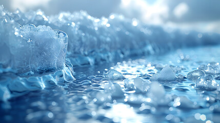 Smooth Icy Frozen Surface with Blurred Arctic Landscape Background - Powered by Adobe