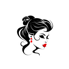 Graceful Contours Beauty Face Woman Logo On white background