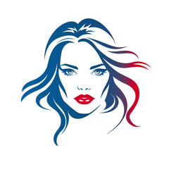 Design woman head logo on white background