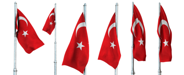 Turkish Flag Models, Waving Flags - Turkey