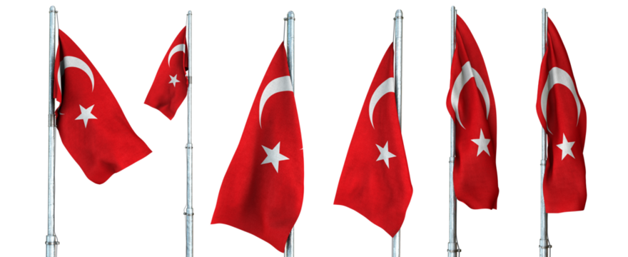 Turkish Flag Models, Waving Flags - Turkey