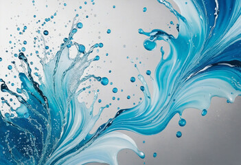 Fototapeta na wymiar Watercolor ink art with blue glitter colorful background