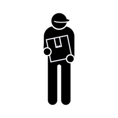 Delivery Man Icon. Sender, Personnel Moving Place Symbol - Vector.
