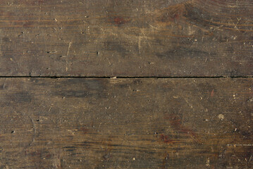 The texture of old boards laid horizontally. View from above. Close