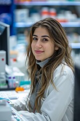 Professional Photography of a Pharmacy Shop Assistant Collaborating With Other Healthcare Professionals Such as Physicians, Generative AI