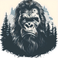 Sasquatch bigfoot themed t-shirt design / logo /  icon / tattoo  - obrazy, fototapety, plakaty