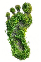 Green eco-friendly handprint concept art - A vibrant handprint crafted from various green plants to symbolize eco-friendliness and sustainability