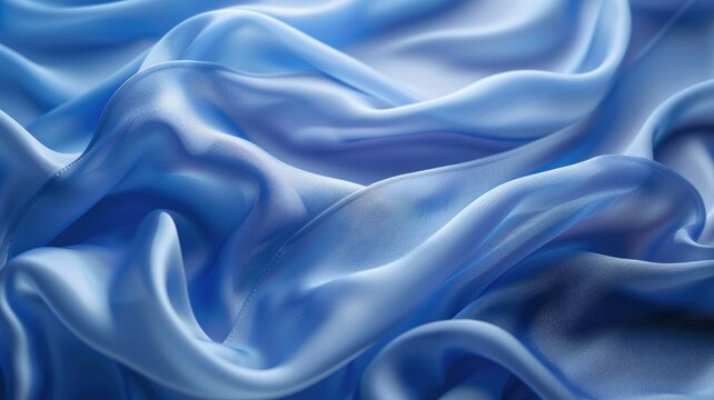 Soft waves of a silky baby blue fabric - This image features aesthetic waves and folds of a baby blue silky fabric with highlights and shadows
