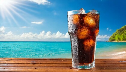 暑い夏のビーチで飲むコーラ