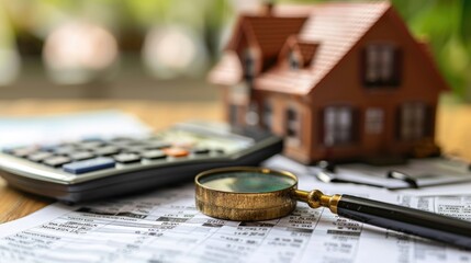 Small wooden house model surrounded by coins and financial documents,symbolizing the process of exploring various mortgage options with a financial advisor The focus is on making