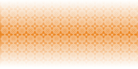 vector gradient orange sun and white colours background with a pattern of cube circles and cube stars arabic islamic ornament decor frame eid ramadan - obrazy, fototapety, plakaty