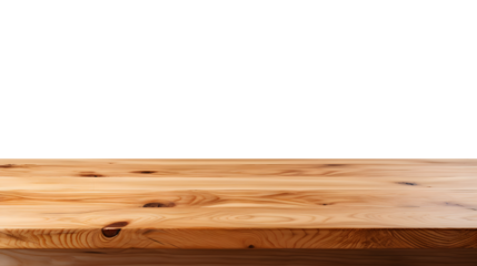 Wooden table top wood empty template, desk mock-up on white and transparent background