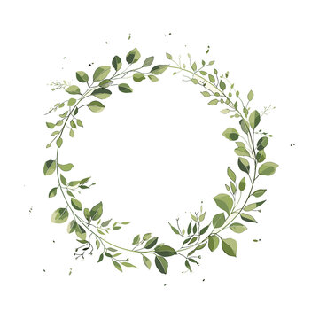 watercolor floral logo luxury creative logo, green color watercolor leaf round, watercolor green leaf circle vector,  green leaf circle logo