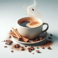Obraz na płótnie Canvas セラミック マグカップのエレガントな単一の白いコーヒー カップ、純粋な白い背景で隔離の側面図