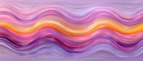   An image depicting curved lines in hues of pink, orange, yellow, purple, and white against a cerulean backdrop
